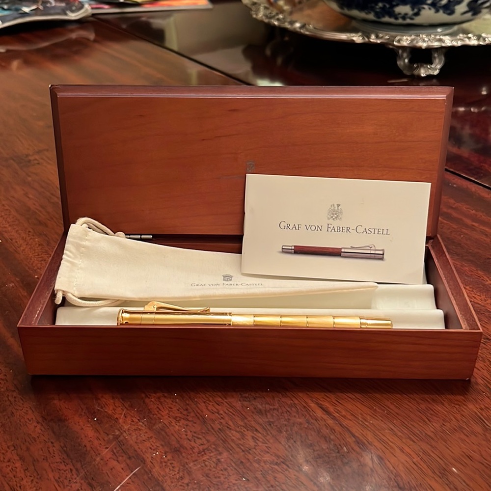 Gold Graf von Fabre Castell Ballpoint Pen in Original Wooden Box